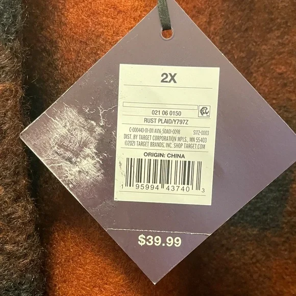 Ava & Viv Rust and Black Checkered Jacket - Picture 2 of 8